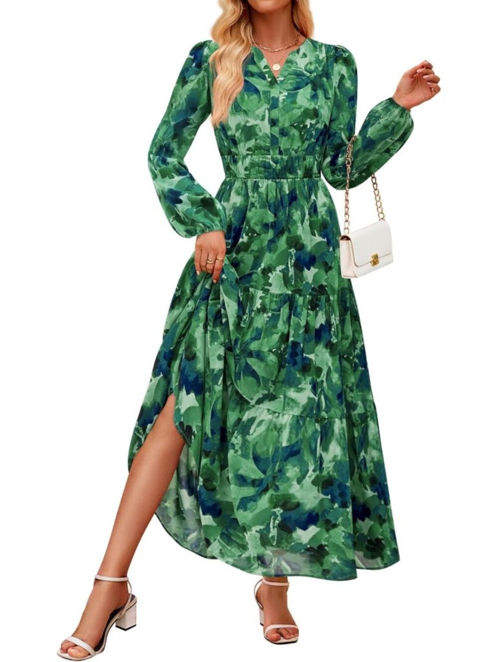 Boho Floral Long Sleeve Maxi Dress for Women | Perfect Fall Wedding Guest Outfit